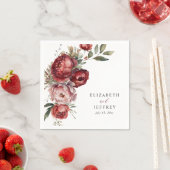 Elegant Boho Bourgondië Blush Bloemen Bruiloft Servet (Insitu)