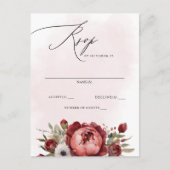 Elegant Boho Bourgondië Blush Bloemen RSVP Briefkaart (Voorkant)