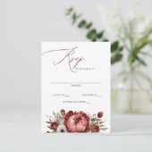 Elegant Boho Bourgondië Blush Bloemen RSVP Briefkaart (Staand voorkant)