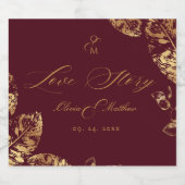 Elegant Boho | Bourgondische gouden herfstbruiloft Sparkling Wijnetiket (Enkel label)