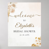 Elegant Boho Bridal Shower with Beige and Golden  Poster (Voorkant)