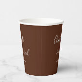 Elegant Boho Brown Script Minimalist Wedding Papieren Bekers (Rechts)