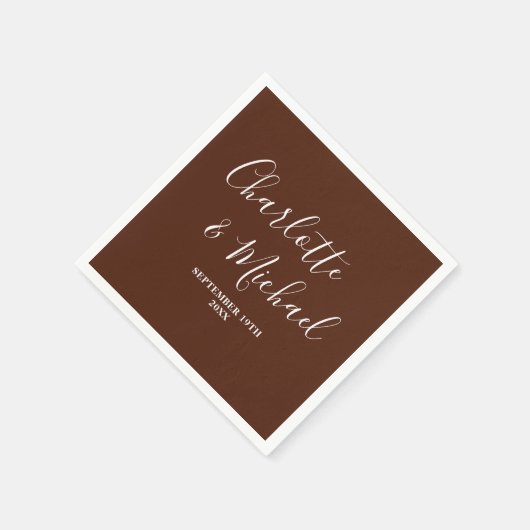 Elegant Boho Brown Script Minimalist Wedding Servet (Hoek)