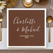 Elegant Boho Brown Script Minimalist Wedding Servet