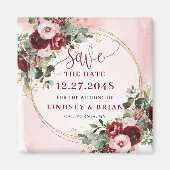 Elegant Boho Burgundy Blush Gold Floral Magnet (Voorkant)