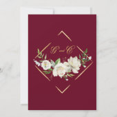 Elegant Boho Burgundy Floral Gold Wedding Kaart (Achterkant)