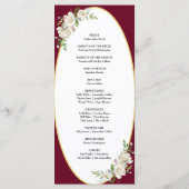 Elegant Boho Burgundy Floral Wedding Ceremony Programmakaart (Achterkant)