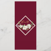 Elegant Boho Burgundy Floral Wedding Menu (Achterkant)