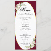 Elegant Boho Burgundy Floral Wedding Menu (Voorkant)