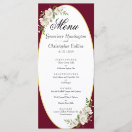 Elegant Boho Burgundy Floral Wedding Menu