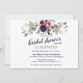 Elegant Boho Burgundy Navy Floral Vrijgezellenfees Kaart (Voorkant)