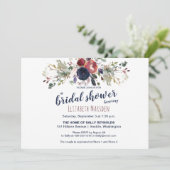 Elegant Boho Burgundy Navy Floral Vrijgezellenfees Kaart (Staand voorkant)