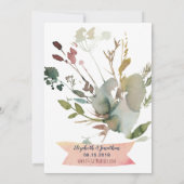 Elegant Boho Burgundy Navy Mauve Floral Wedding Kaart (Achterkant)