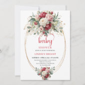 Elegant Boho Burgundy White Greenery Baby Shower Kaart (Voorkant)