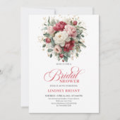 Elegant Boho Burgundy White Greenery Bridal Shower Kaart (Voorkant)