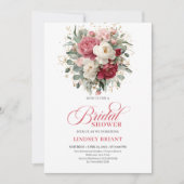 Elegant Boho Burgundy White Greenery Bridal Shower Kaart (Voorkant)