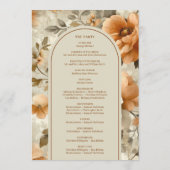Elegant Boho Burnt Orange Ivory Sage Wedding Day Programmakaart (Achterkant)