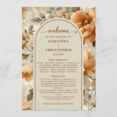 Elegant Boho Burnt Orange Ivory Sage Wedding Day Programmakaart (Voorkant)
