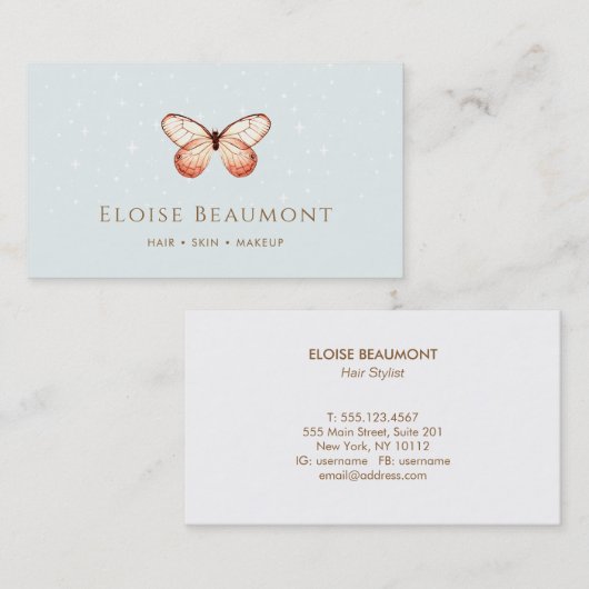 Elegant Boho Butterfly Natuur Visitekaartje (Voorkant / Achterkant)