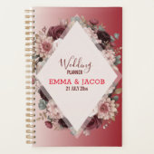 Elegant Boho Chic Blush Roze & Bourgondië Bloemen Planner (Voorkant)