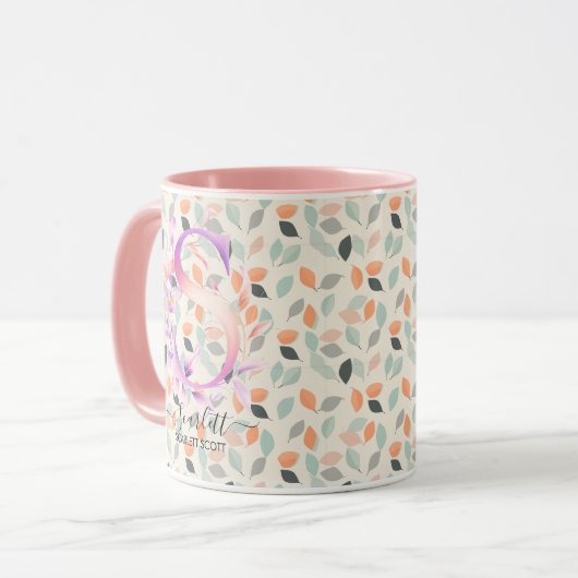 Elegant Boho Chic Floral Monogram Mok - S (Voorkant links)