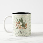 Elegant Boho Chic Floral Monogram Mok voor Ava (Links)