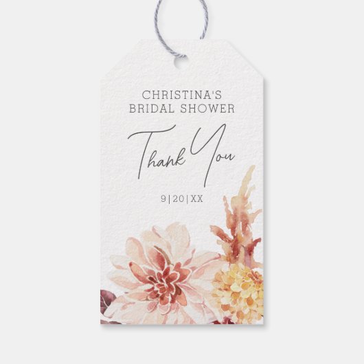 Elegant Boho Chic Floral Vrijgezellenfeest Favor Cadeaulabel (Achterkant)
