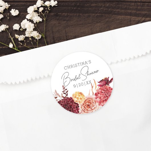 Elegant Boho Chic Floral Vrijgezellenfeest Favor Ronde Sticker
