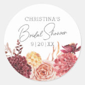 Elegant Boho Chic Floral Vrijgezellenfeest Favor Ronde Sticker (Voorkant)