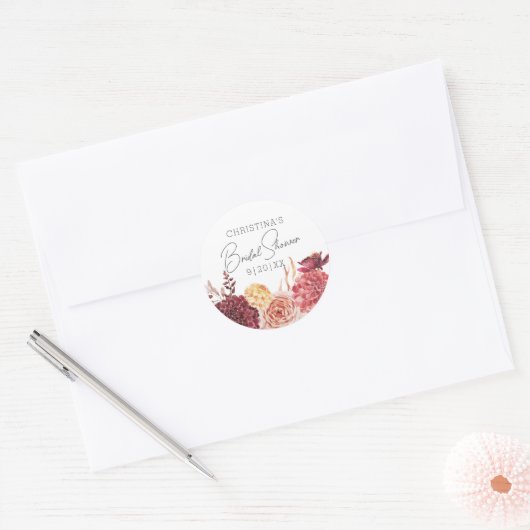 Elegant Boho Chic Floral Vrijgezellenfeest Favor Ronde Sticker (Envelop)