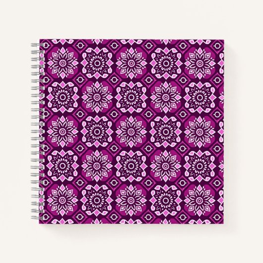 Elegant Boho Chic geometrisch bloemenpatroon Notitieboek (Voorkant)