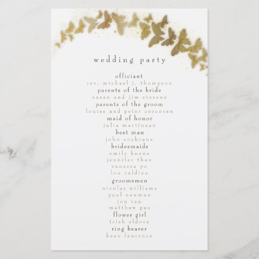 Elegant Boho Chic Gold Butterflies Simple Wedflies (Achterkant)