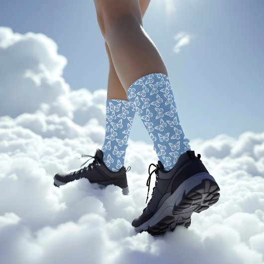 Elegant Boho Chic Groomsmen Butterfly Powder Blue Sokken