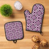 Elegant Boho Chic Mandala Bloemenpatroon Ovenwant & Pannenlap Set (Top down)