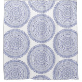 Elegant Boho Chic Navy Blue Waterverf Pattern Douchegordijn (Voorkant)