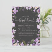 Elegant Boho Chic Paarse Bridal Brunch Shower Kaart (Staand voorkant)