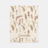 Elegant Boho Chic Pampas Grass Pattern Beige Cream Fleece Deken (Voorkant)