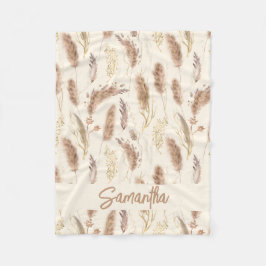 Elegant Boho Chic Pampas Grass Pattern Beige Cream Fleece Deken