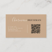 Elegant Boho Chic Script QR code Visitekaartje (Voorkant)