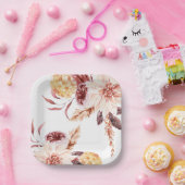 Elegant Boho Chic Waterverf Floral Vrijgezellenfee Papieren Bordje (Feest)