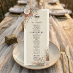 Elegant Boho Chic Wedding Menu<br><div class="desc">Set the tone for a sophisticated rustic celebration with this botanical design, featuring warm earth tones, soft pampas grass, and graceful calligraphy.This composition features a soft beige and cream background anchored by delicate watercolor-style corner floral arrangements. The palette balances dusty rose blooms, tan pampas grass, and sage green eucalyptus leaves,...</div>