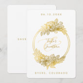 Elegant Boho Chic White Gold Flowers Chic Wedding Kaart (Voorkant / Achterkant)