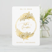 Elegant Boho Chic White Gold Flowers Chic Wedding Kaart (Staand voorkant)