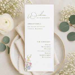Elegant Boho Chic Wilde Bloemen Huwelijksprogramma