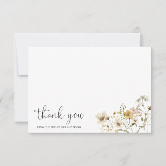 Elegant Boho Chic Wildflower Floral Future Mrs. Bedankkaart (Voorkant)