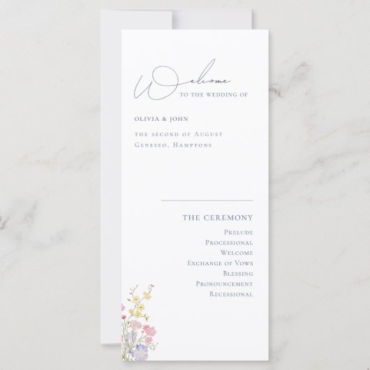 Elegant Boho Chic Wildflowers Wedding Program (Voorkant)