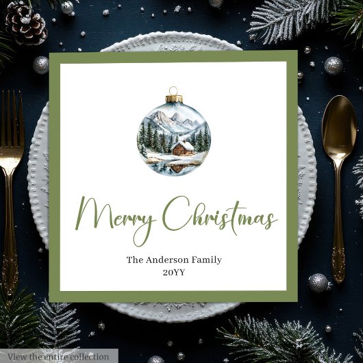 Elegant Boho Christmas Scene Botanical Dinner  Servet