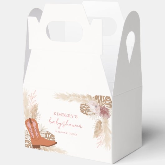 Elegant Boho Cowgirl Boots Pampas Baby shower Bedankdoosjes (Open)