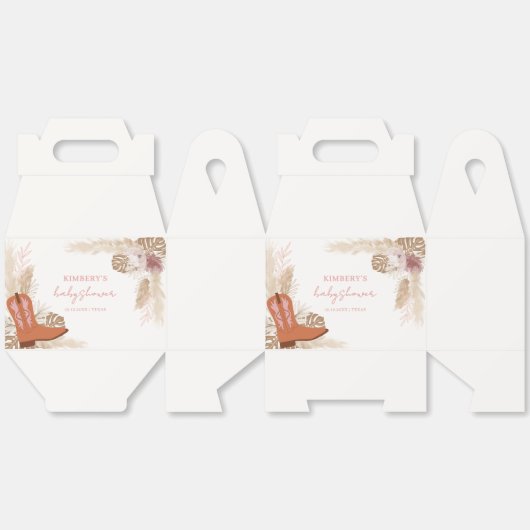 Elegant Boho Cowgirl Boots Pampas Baby shower Bedankdoosjes (Ongevouwen)