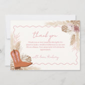 Elegant Boho Cowgirl Boots Pampas Baby shower Bedankkaart (Voorkant)